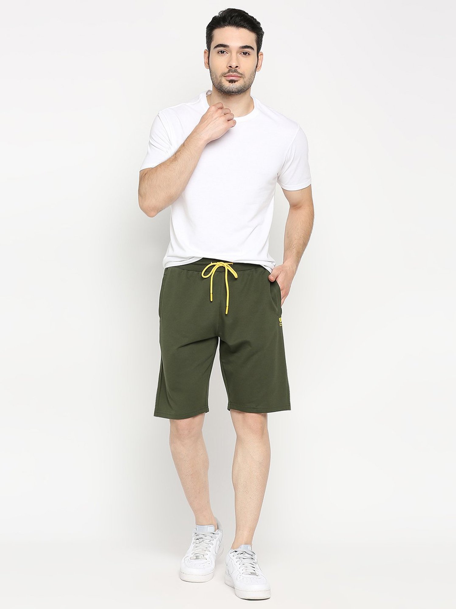 UnderJeans by Spykar Olive Regular Fit Shorts