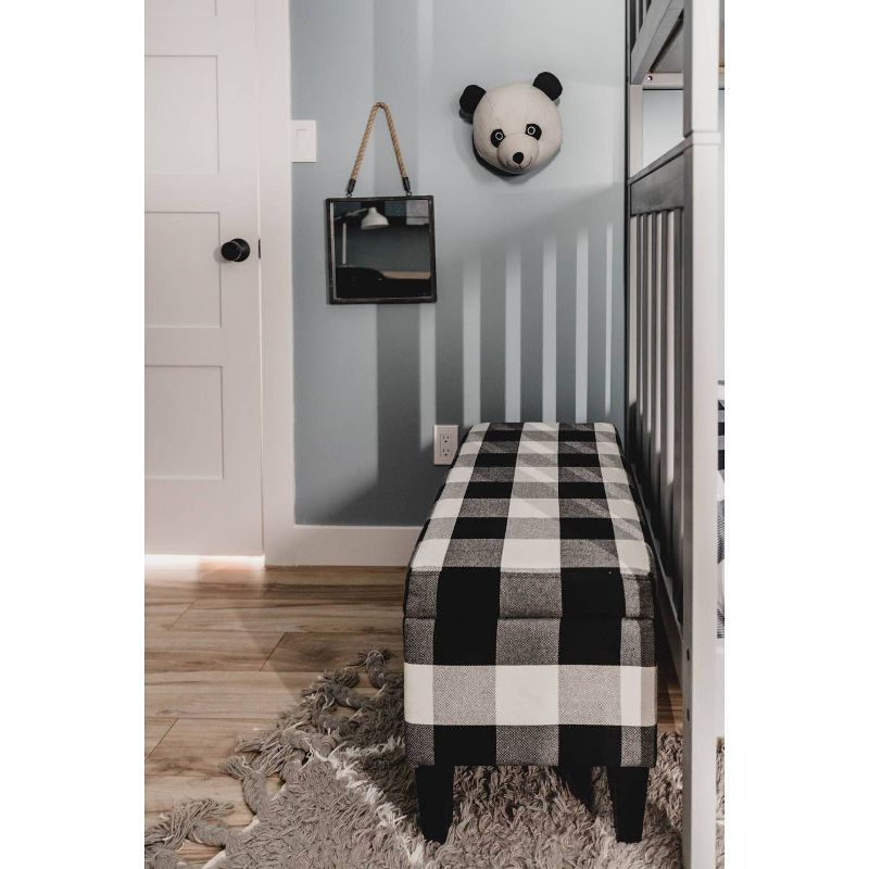 Large Decorative Storage Bench Black Plaid - HomePop