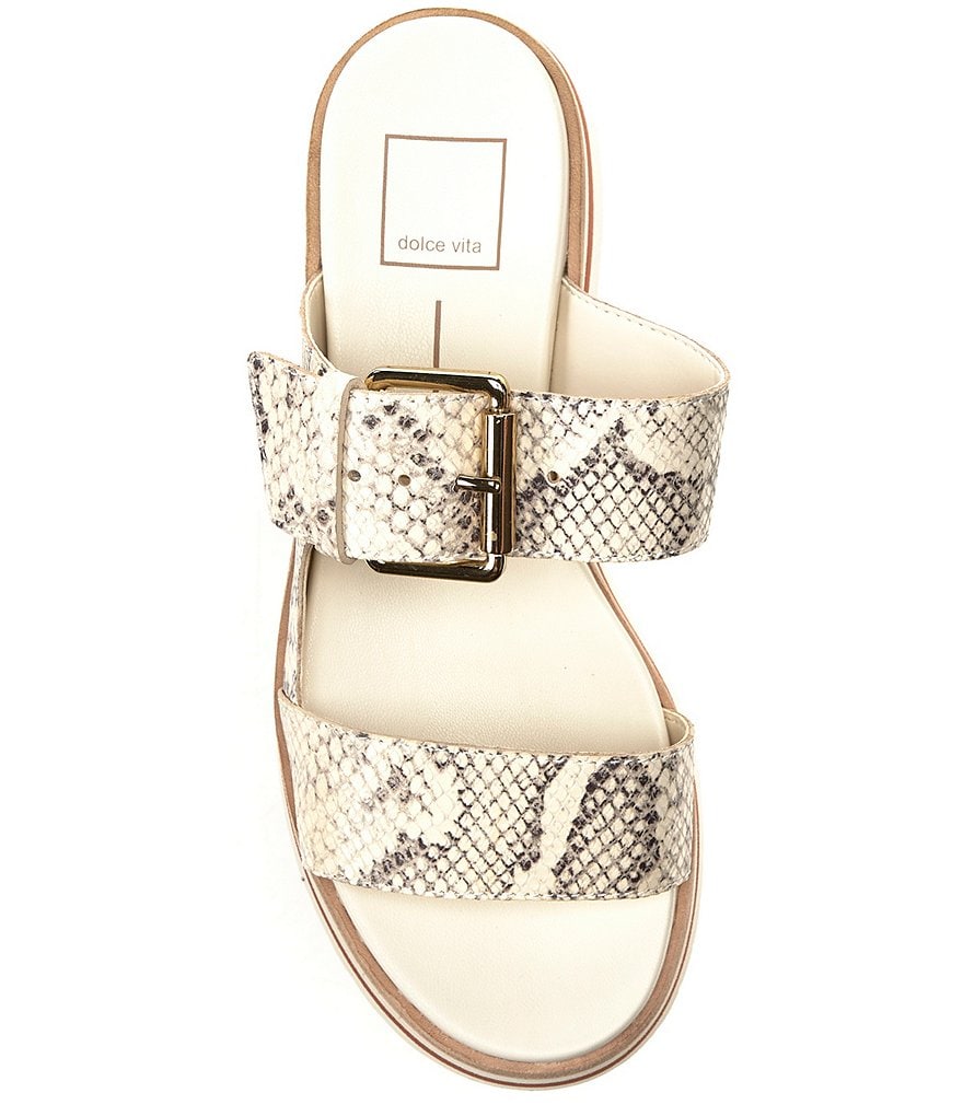 Dolce Vita Macen Two Band Snake Print Leather Platform Wedge Sandals