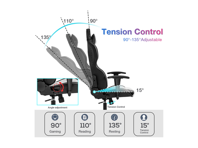 Gaming Chair Office Chair Desk Chair with Lumbar Support Headrest Armrest Task Rolling Swivel Massage PC E-Sports Racing Chair PU Leather Adjustable Ergonomic Computer Chair for Men(White)