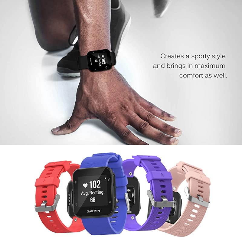 Compatible with Forerunner 35 Watch Band Soft Silicone Replacement Watch Band Sport Bracelet Strap with 6pcs Screws and 2pcs Screwdrivers for Forerunner 35 GPS Running Smart Watch Red