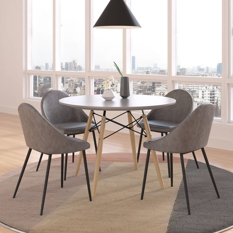 39.5" Parisian Round Dining Table White/Natural - Aeon