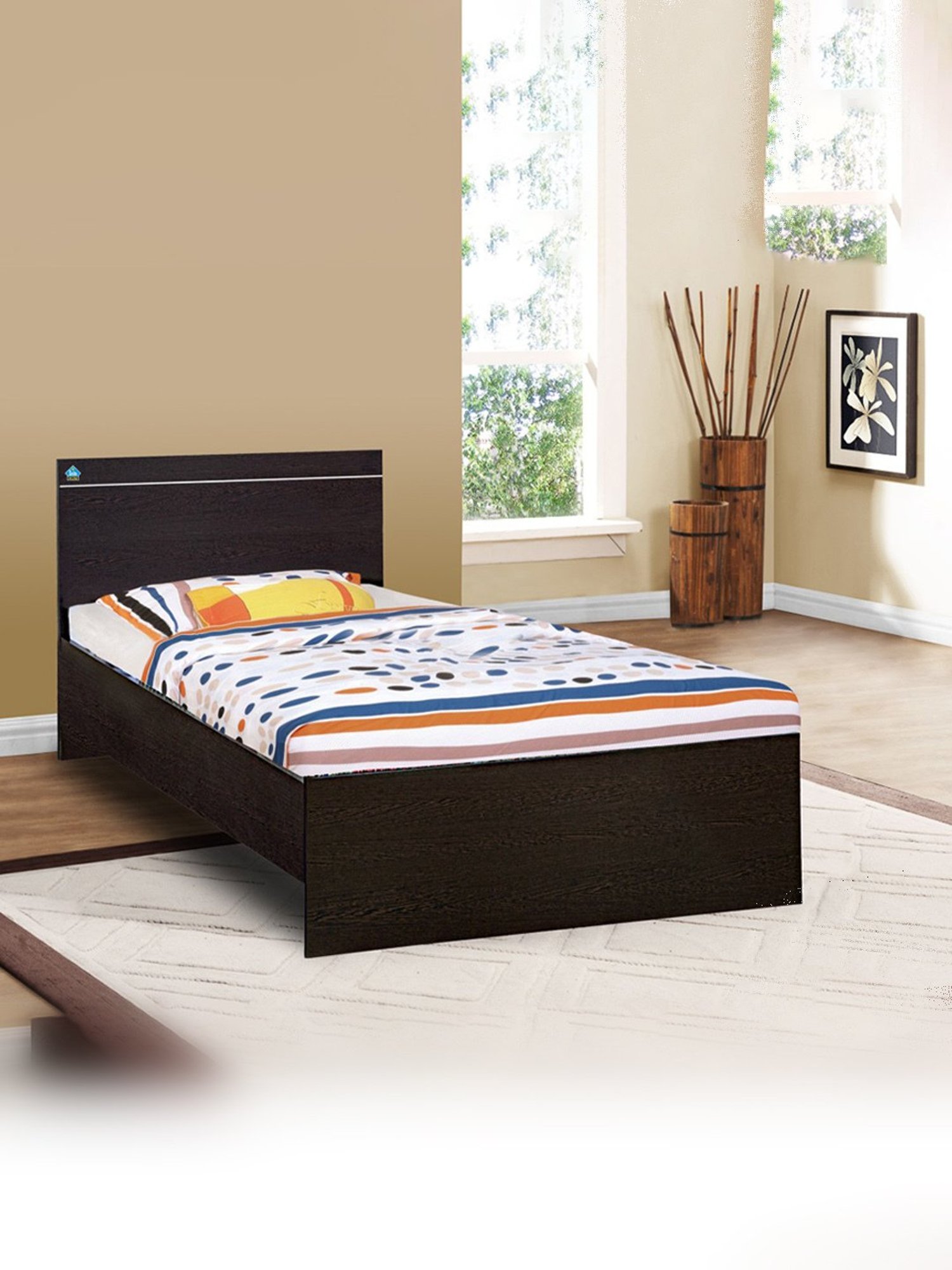 Delite Kom Jazz Flowery Wenge Engineered Wood Single Bed