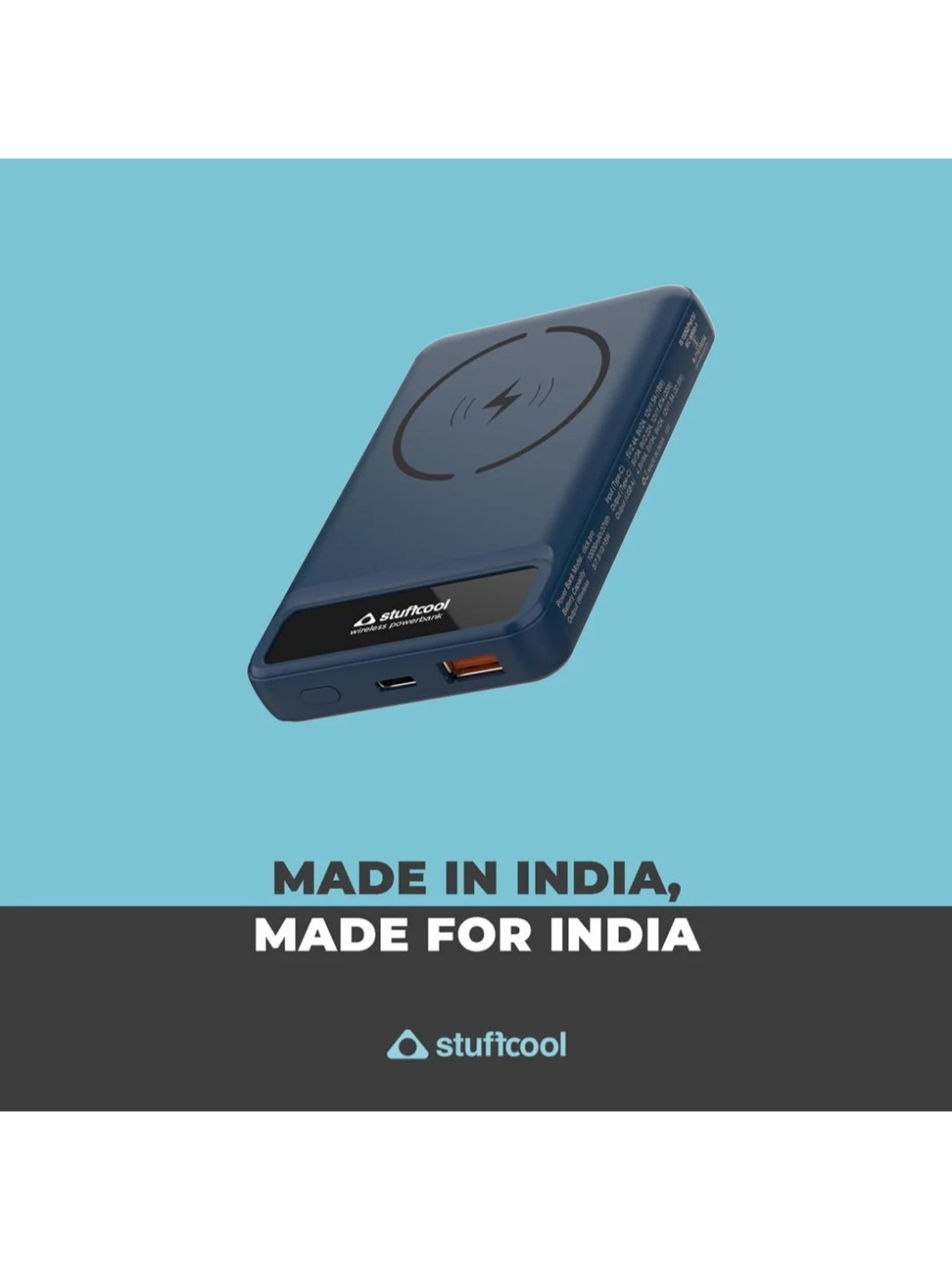 Stuffcool Pro 10000mAh Magnetic Wireless Powerbank with Stand (Blue)