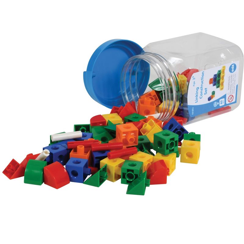 Edx Education Construction Linking Cubes - Mini Jar - Set of 80 - Linking Cubes - STEM Play - Math Manipulative for Kids