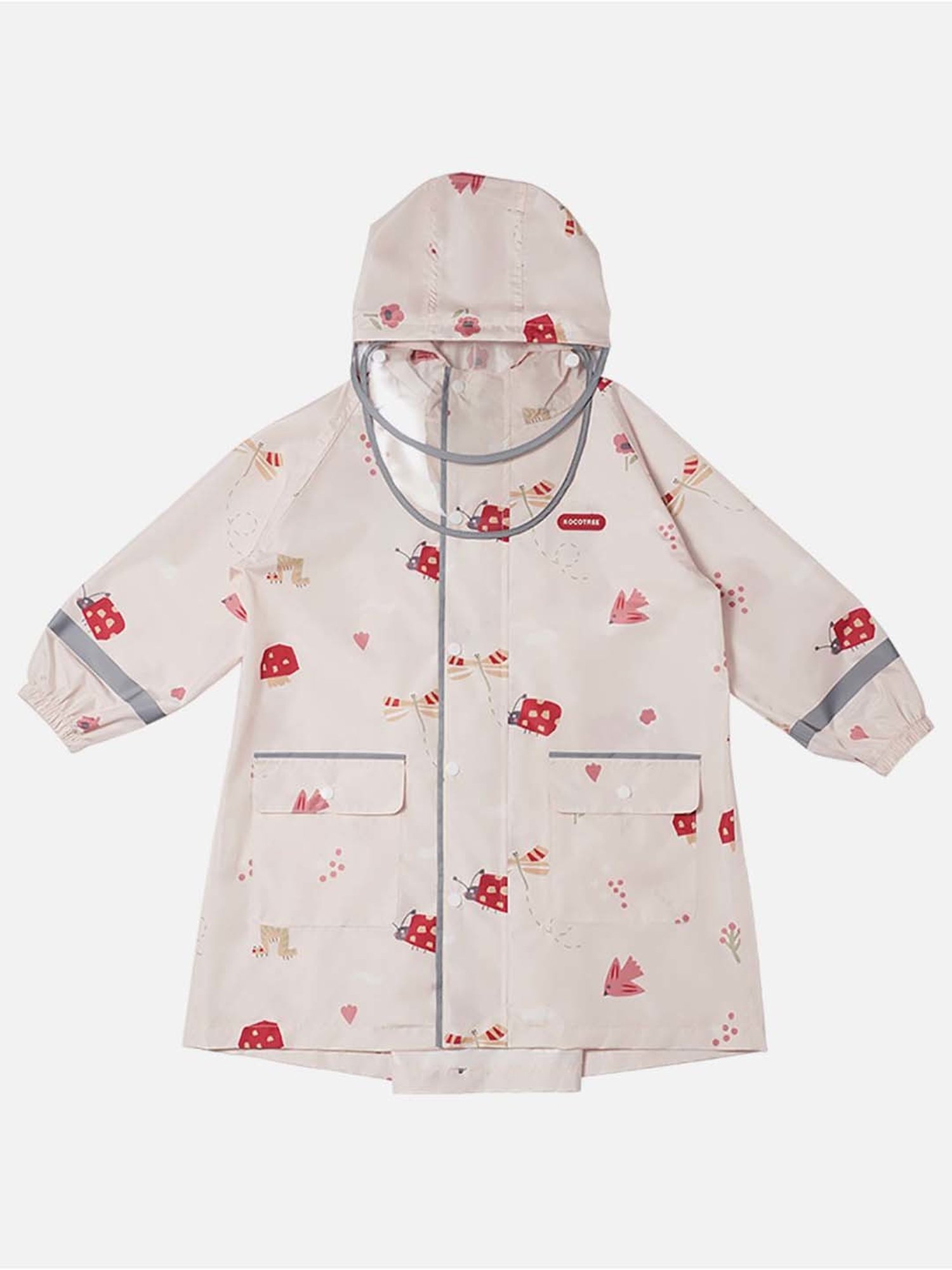 Little Surprise Box Kids Pink Printed Full Sleeves Raincoat