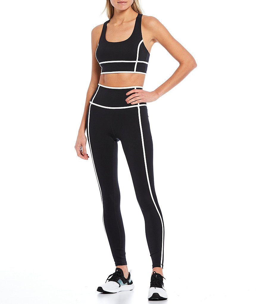 Antonio Melani Action Long Line Medium Impact Contrast Trim Sports Bra
