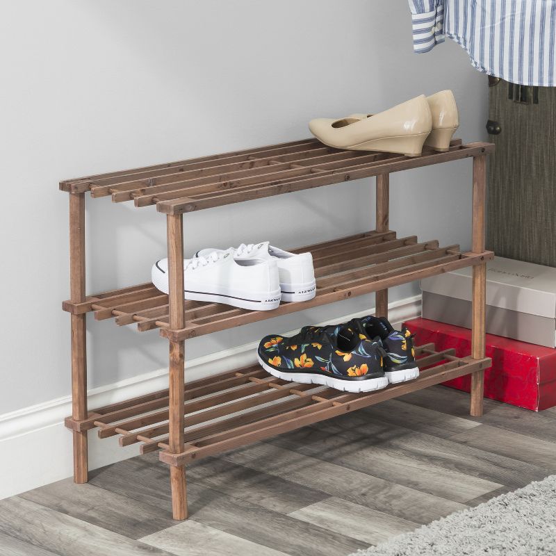 Home Basics Pine Shoe Shelf, Cherry