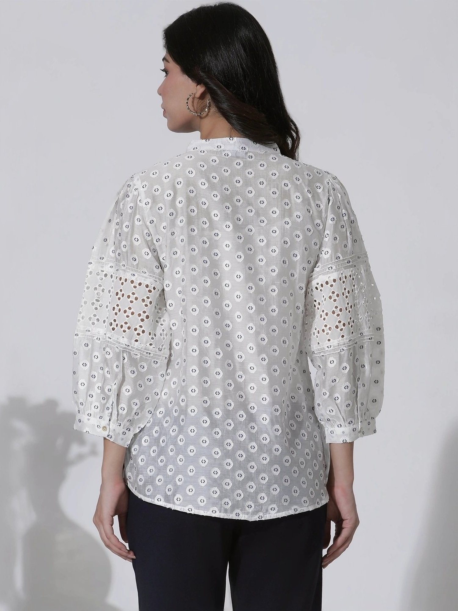 W White Embroidered Top