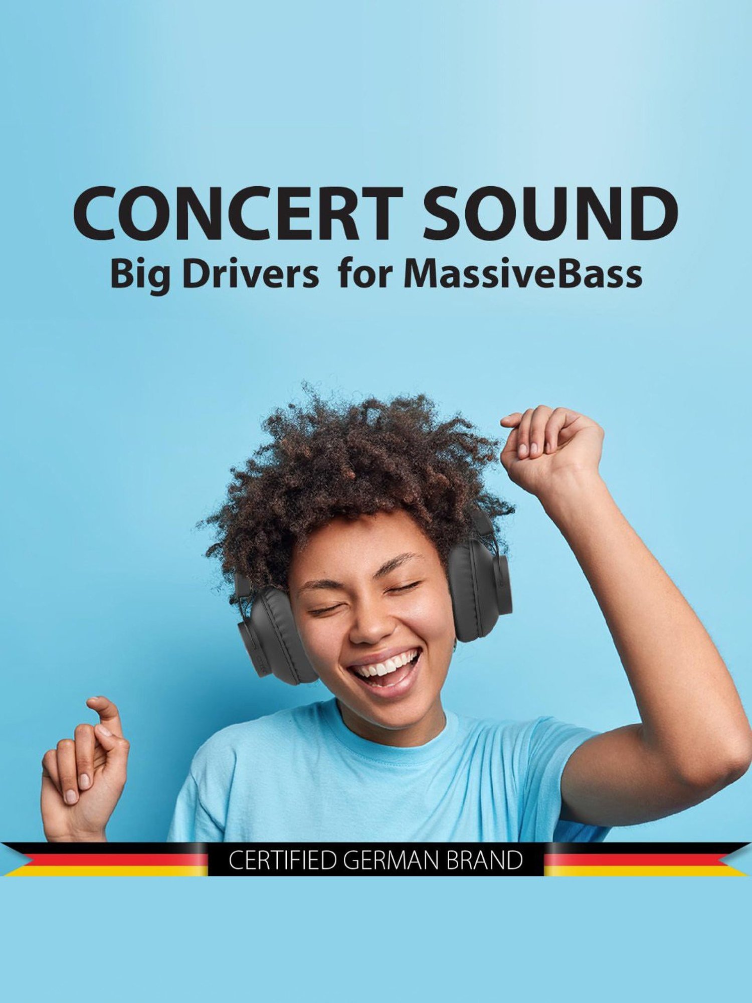 Blaupunkt BH41 Over Ear BT Wireless Headphones with Built in Mic & TurboVolt Fast Charging (Black)