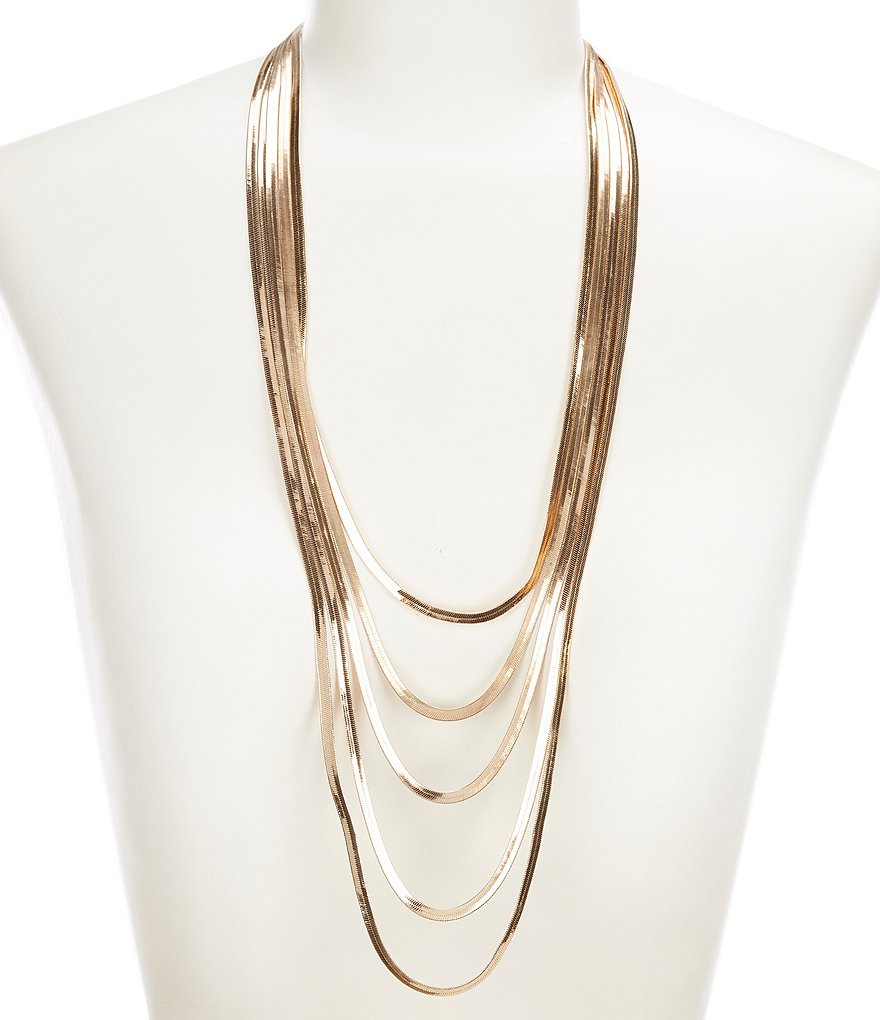 Natasha Accessories Layered Snake Chain Necklace