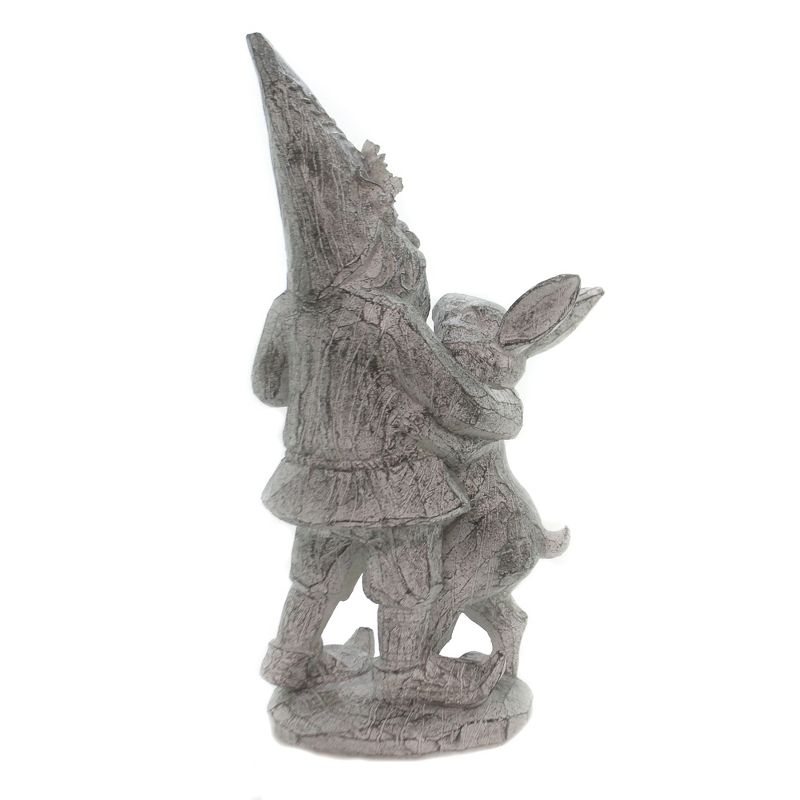 Home & Garden 14.75" Gnome With Rabbit Statue Bunny Yard Decor Allstate  -  Decorative Figurines