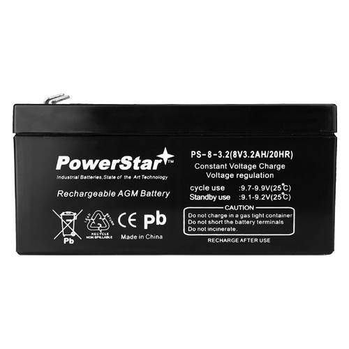 BATTERY PS-832 8V 3.2AH F1 RECHARGEABLE SEALED LEAD ACID EACH