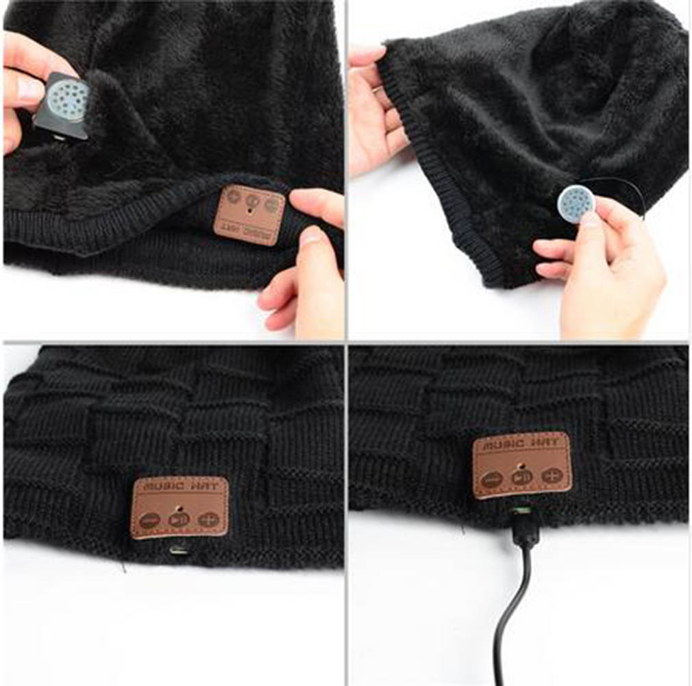 Unisex Winter Outdoor Sport Wireless Bluetooth Earphone Knit Hat Stereo Magic Music Headband Cap Headphone for iPhone SmartPhone