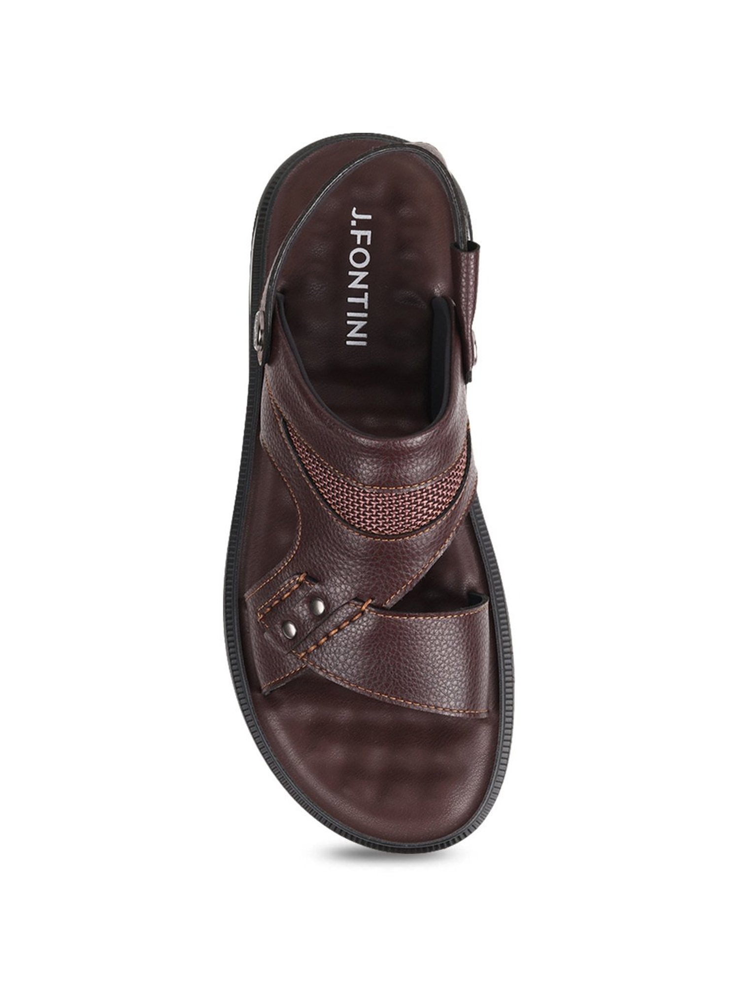 J. Fontini by Mochi Men's Brown Back Strap Sandals