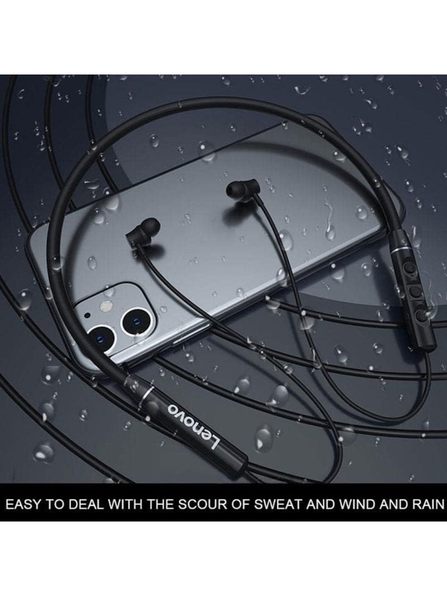 Lenovo QE03 Neckband with Mic (Black)