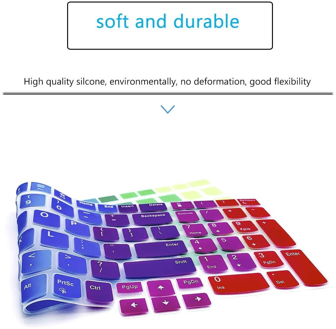 Keyboard Cover for 15.6" New Lenovo ThinkPad 15 P51S P52 P52S P53 P72 P73 T570 T575 T580 T590 |Thinkpad E580 E590 E595 L580 L590 with Numeric Keypad (Check Keyboard Layout with Picture 2)-Rainbow