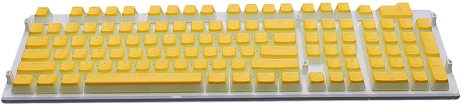 Homyl 108 Keys Keycaps Double Shot PBT Pudding Keycap Set DIY for Cherry MX RGB Mechanical Keyboard - Yellow