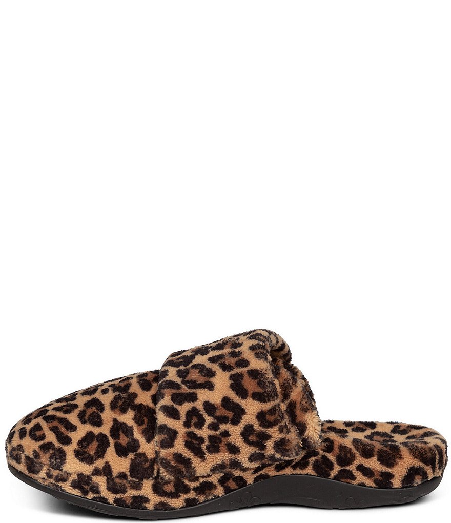 Aetrex Mandy Leopard Print Closed Toe Slippers