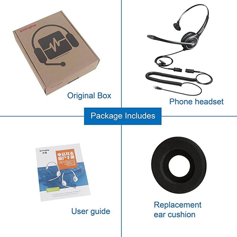 Ear Noise Canceling Headset for Call Center/Office with QD Cable for All Cisco 6000, 7800 and 8000 Series Phones and Also Models 7940 7941 7942 7945 7960 7961 7962 7965 7970 8841