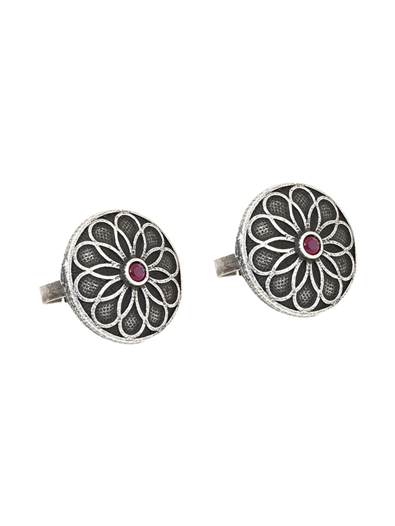 Teejh Ethnic Aadhar Silver Oxidized Toe Rings for Women