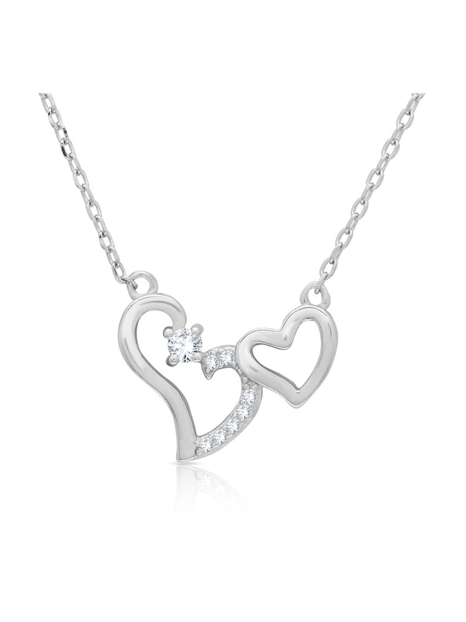 Anayra 92.5 Sterling Silver Heart Pendant with Chain for Women