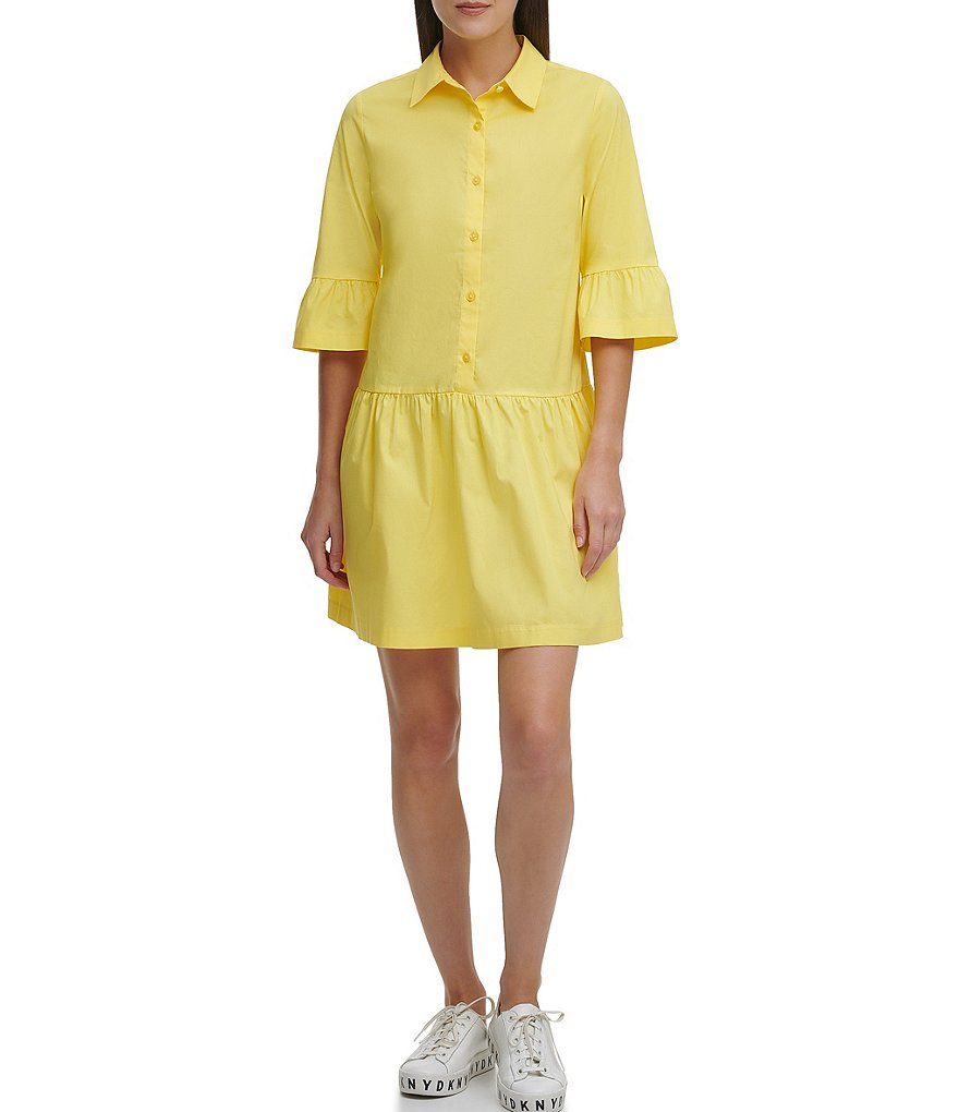 Eliza J Mock Halter High Neck Tiered Midi Dress