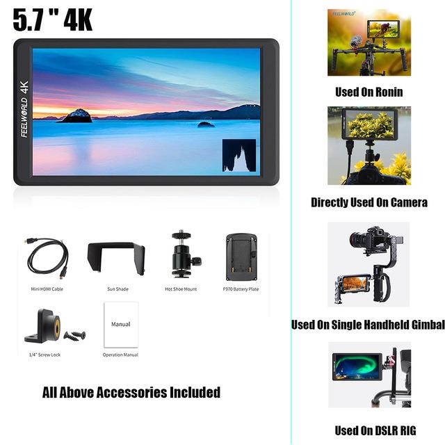 F570 5.7" 4K Mini camera Monitor+HDMI Input Output IPS Full HD 1920x1080 LCD monitoring for DJI ZHIYUN Gimbal Stabilizer