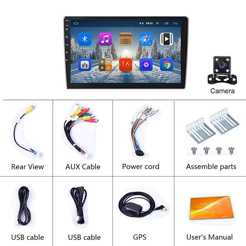 Stereo Double Din Radio Android 81 Audio 925D HD Touch Screen in Dash MP5 Player with Bluetooth GPS Navigation WiFi FMAM Radio Support Mirror Link SWC Dual USB + Rear View Camera
