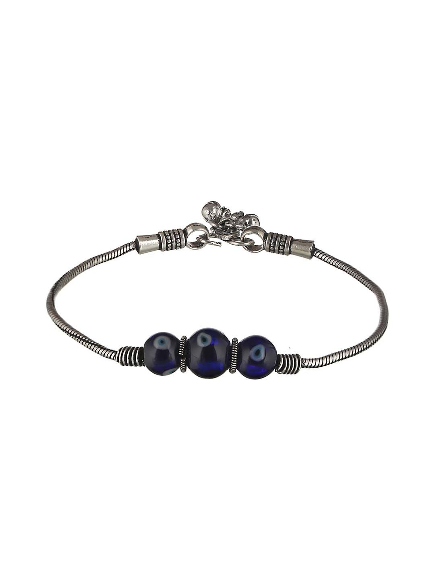 Saraf RS Jewellery Evil Eye German Silver Payal/Anklets - Set of 2