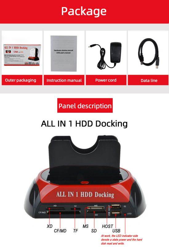 All in 1 Hdd Docking Station eSATA to USB 2.0/3.0 Adapter For 2.5/3.5 Hard Disk Drive Docking Station Hard Enclosure
