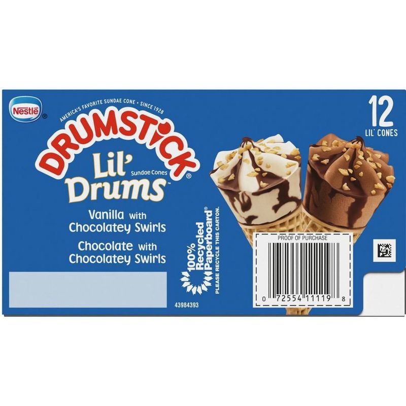 Nestle Drumstick Lil' Drums Vanilla Chocolate Ice Cream Cones - 12ct
