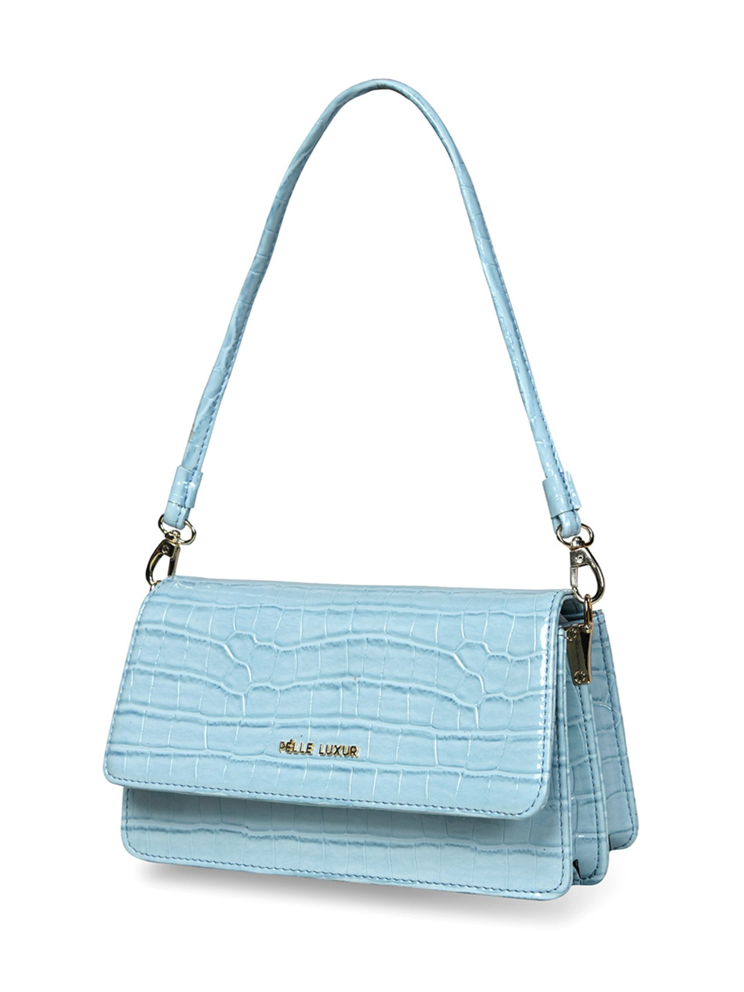 PELLE LUXUR Arctic Blue Animal Effect Small Shoulder Bag