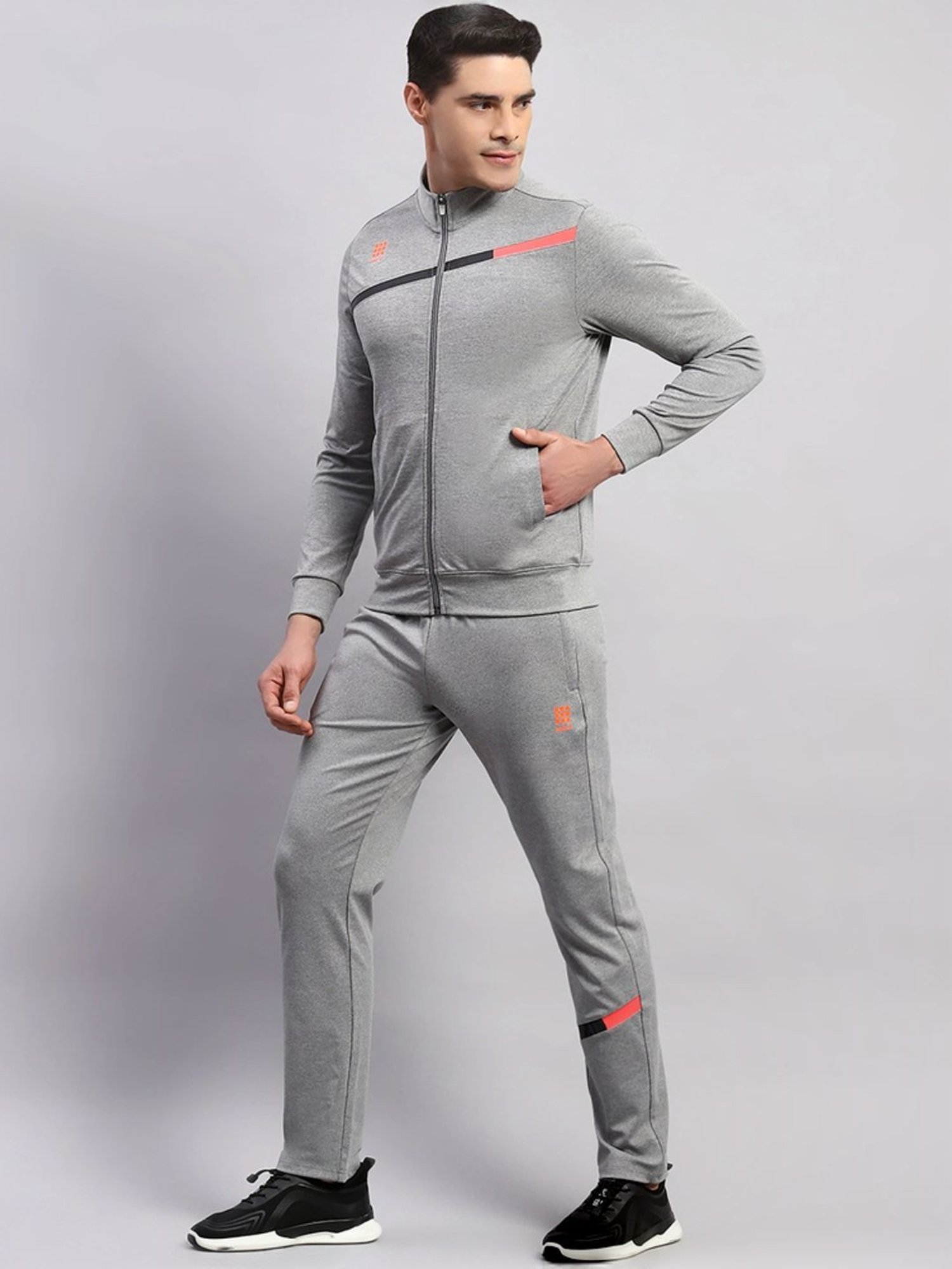 Rock.It Grey Smart Fit Printed Tracksuits