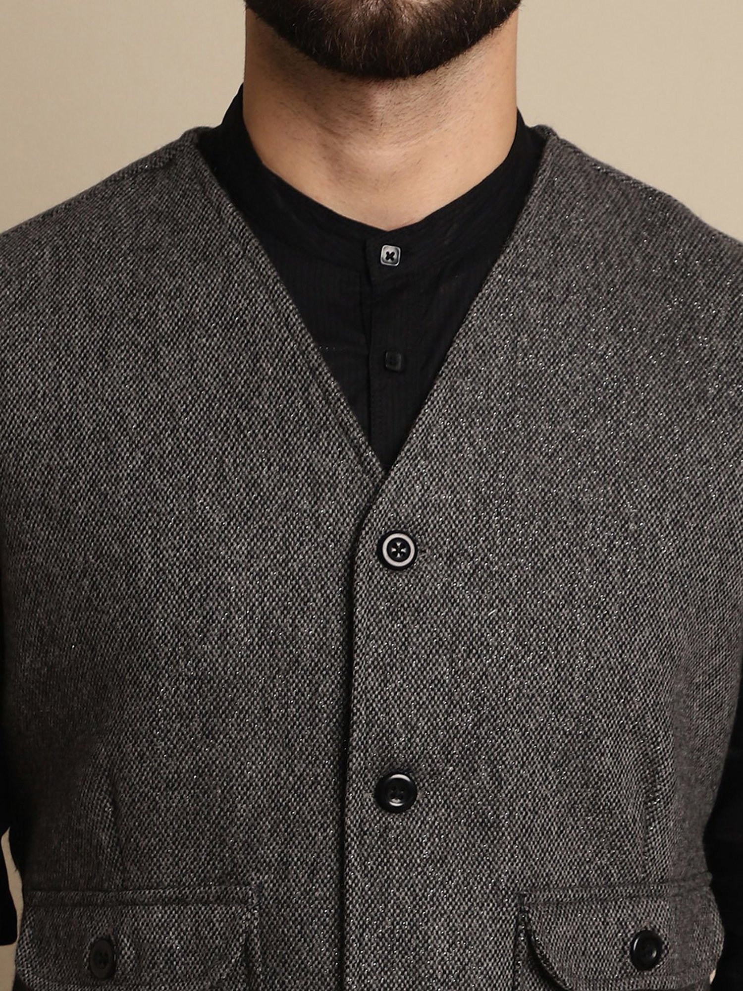 Even Dark Grey Regular Fit V Neck Waistcoat