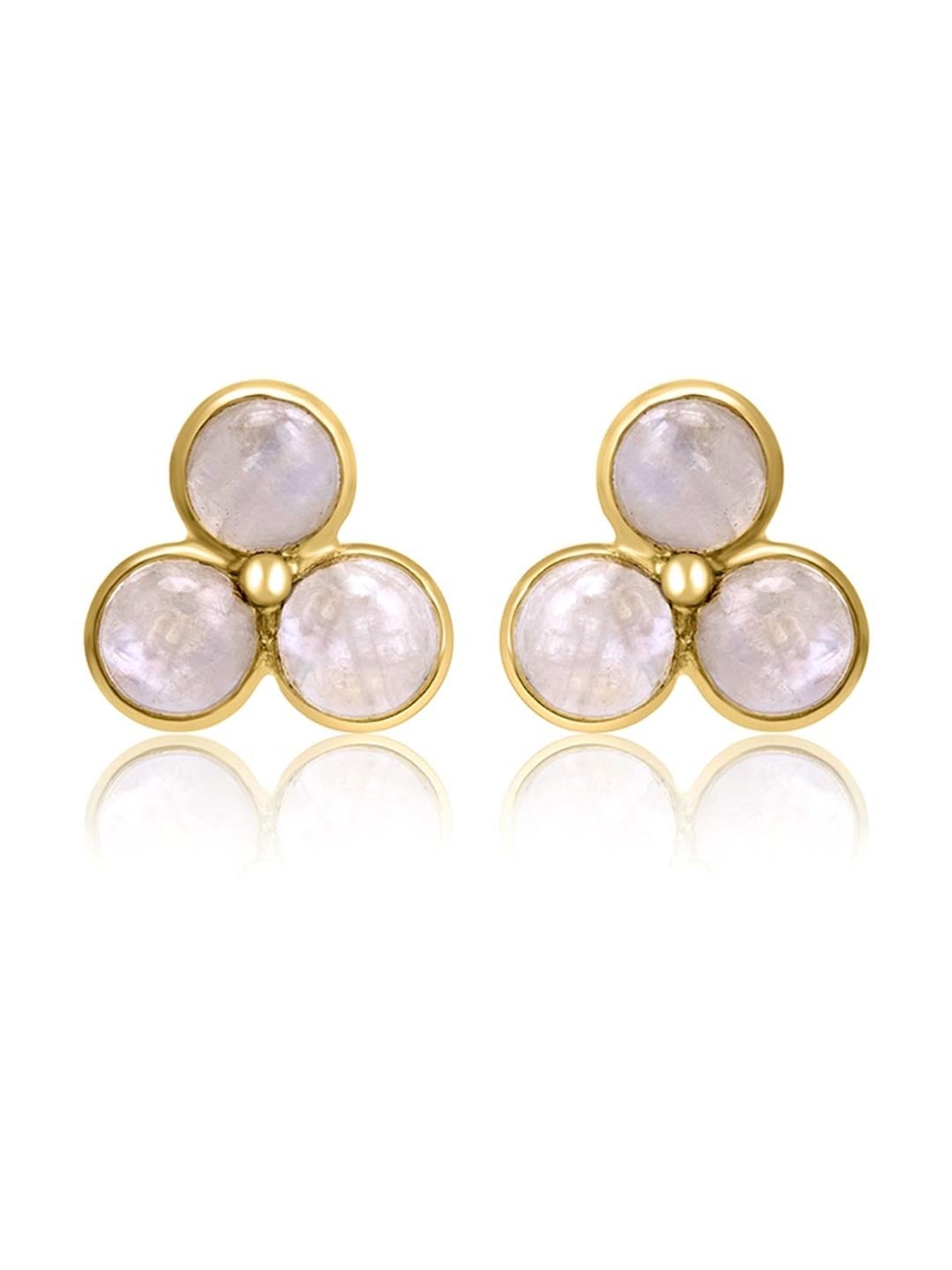 March by FableStreet 18k Gold-Plated 92.5 Sterling Silver Moonstone Stud Earrings