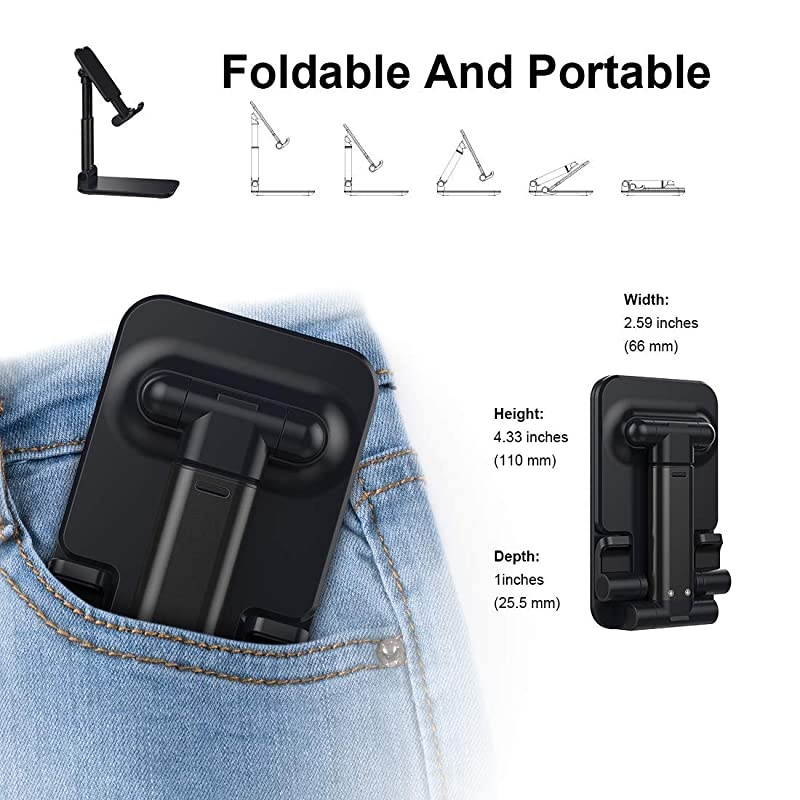 Adjustable Cell Phone Stand Foldable Tablet Stand Portable Phone Holder for Desk Compatible with iPhone 11 Pro XS Max XR X Samsung Galaxy S10 S9TabletsDark Blue