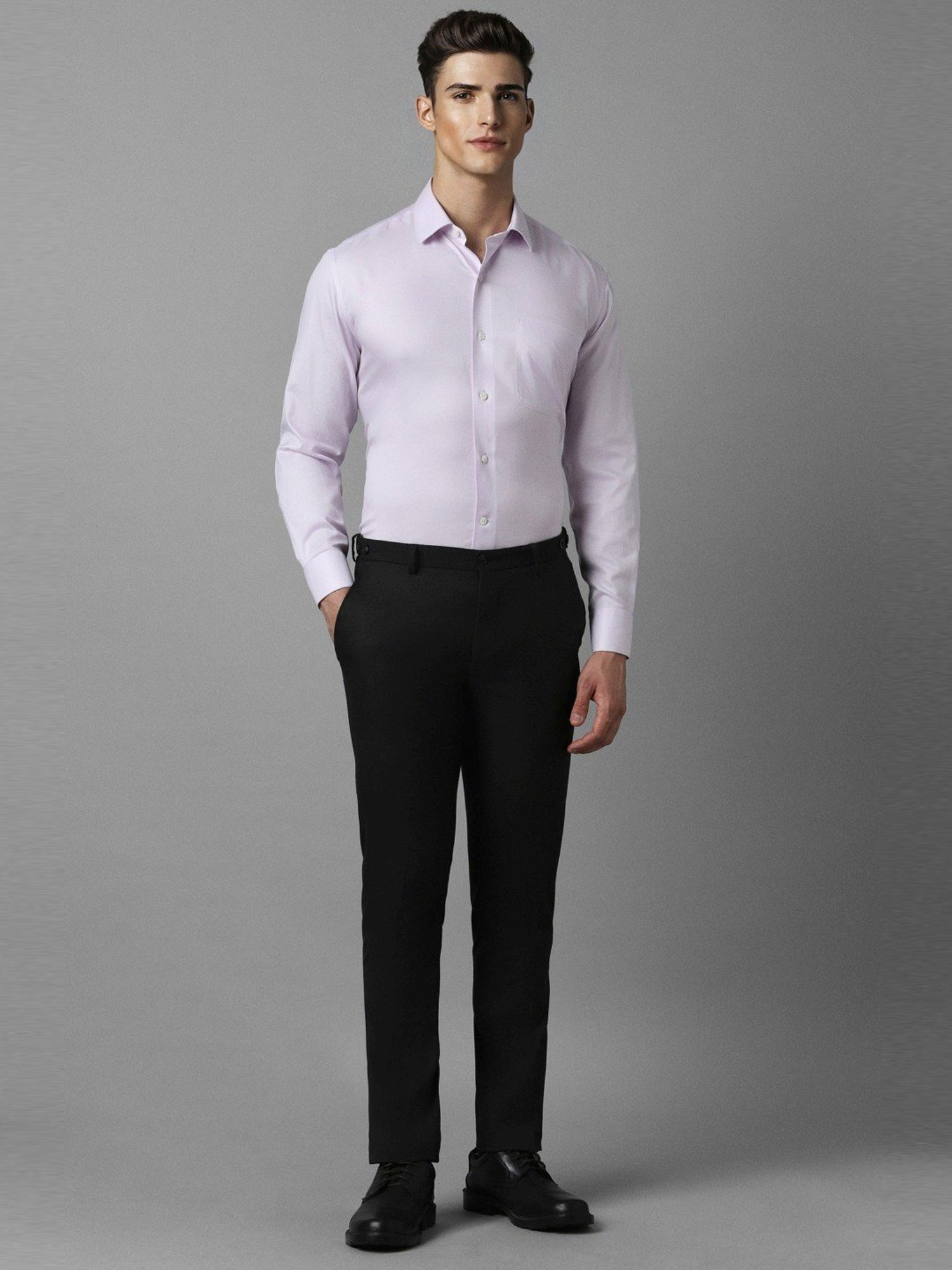 Luxure By Louis Philippe Lilac Cotton Regular Fit Shirt