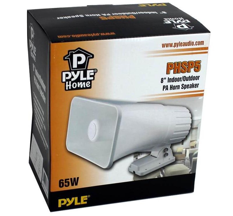 Pyle PHSP5 8" 65W 8-Ohm Indoor & Outdoor PA Horn Speaker 65 Watts, White