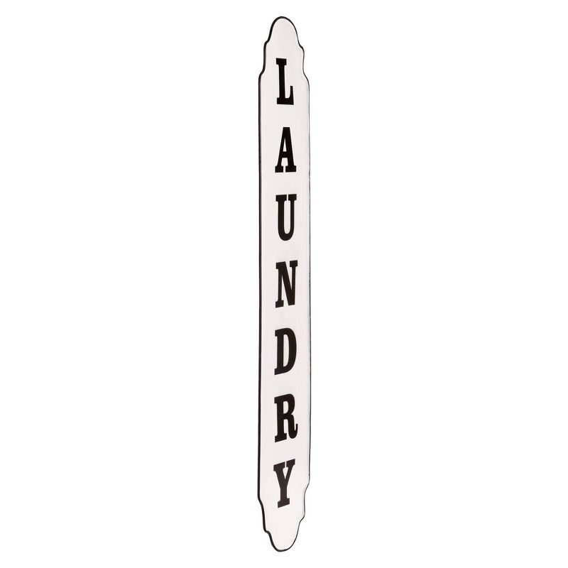 42.75" Vertical Hand Painted Laundry Tin Enamel Wall Sign Off White - Patton Wall Décor