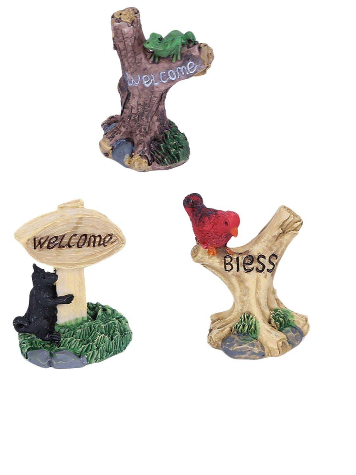 Tayhaa Brown & Beige Resin Welcoming Tree Showpiece - Set of 3