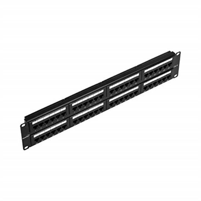Navepoint 48-Port Cat6 UTP Unshielded Patch Panel For 19-Inch Wallmount Or Rackmount Ethernet Network 2U Black
