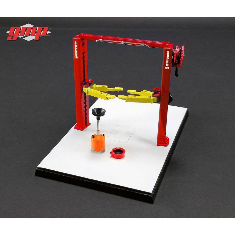 Two Post Lift Red and Yellow for 1/43 Scale Diecast Model Cars by GMP