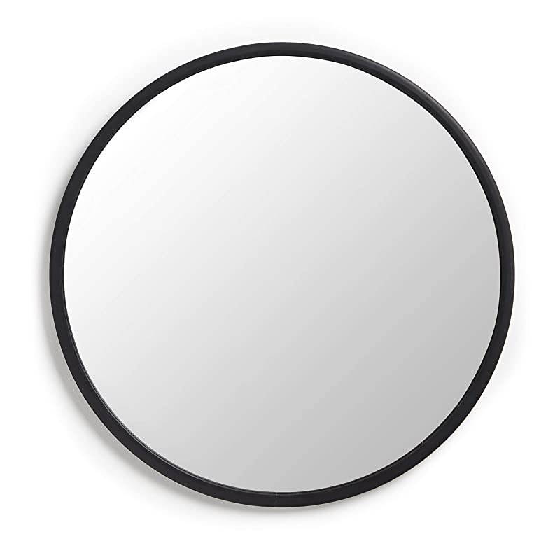 Hub Rubber Frame18Inch Round Mirror for Entryways Bathrooms Living Rooms and More 18Inch Black