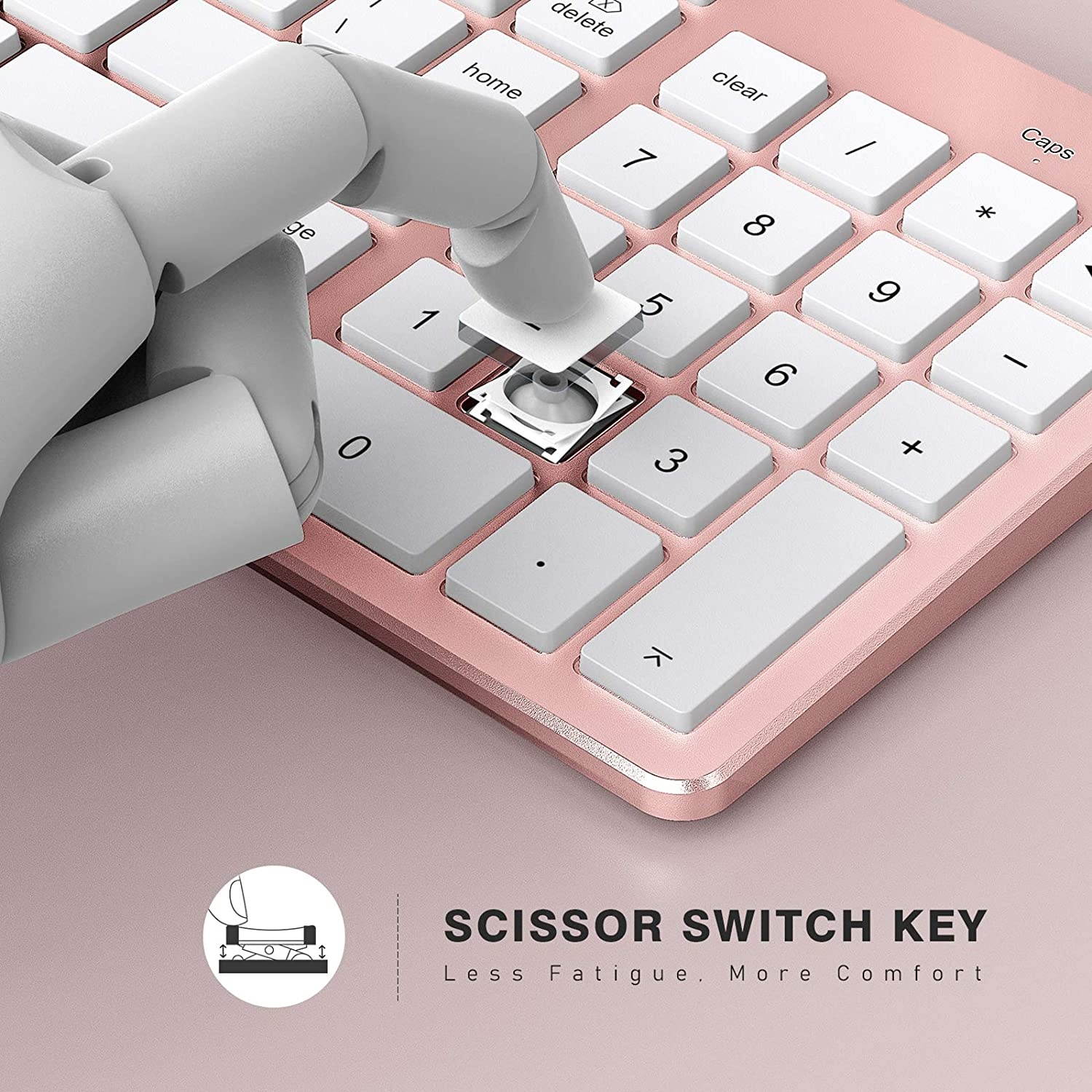 Bluetooth Keyboard for Mac OS, Jelly Comb Ultra Slim Wireless Keyboard for Mac OS/iOS/iPad OS Rechargeable Bluetooth Keyboard MacBook, MacBook Air/Pro iMac, iPhone, iPad Pro - Rose Gold