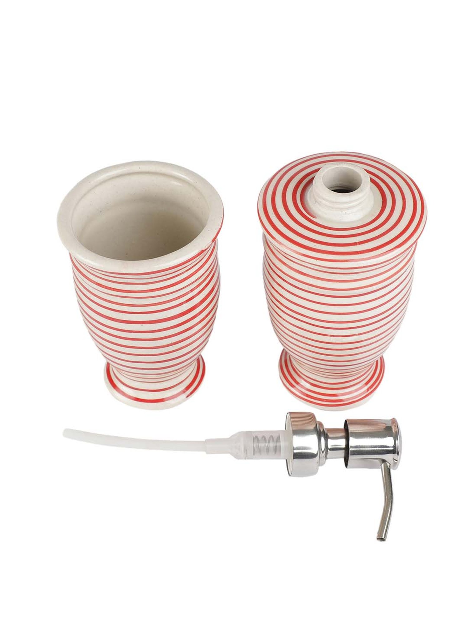 VarEesha Parikrama Red & Off-White Ceramic Bath Accessories - Set of 2