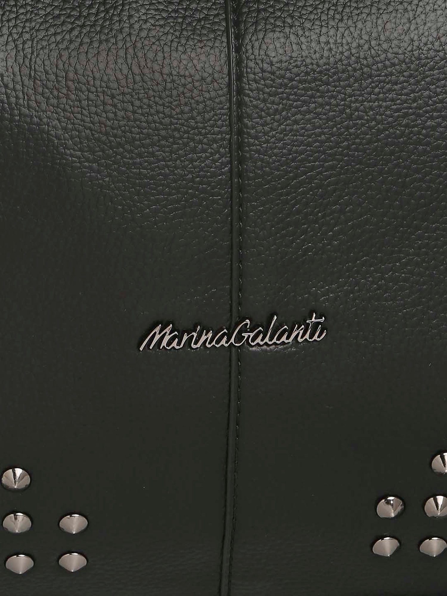 Marina Galanti Black Rivets Medium Baguette Bag