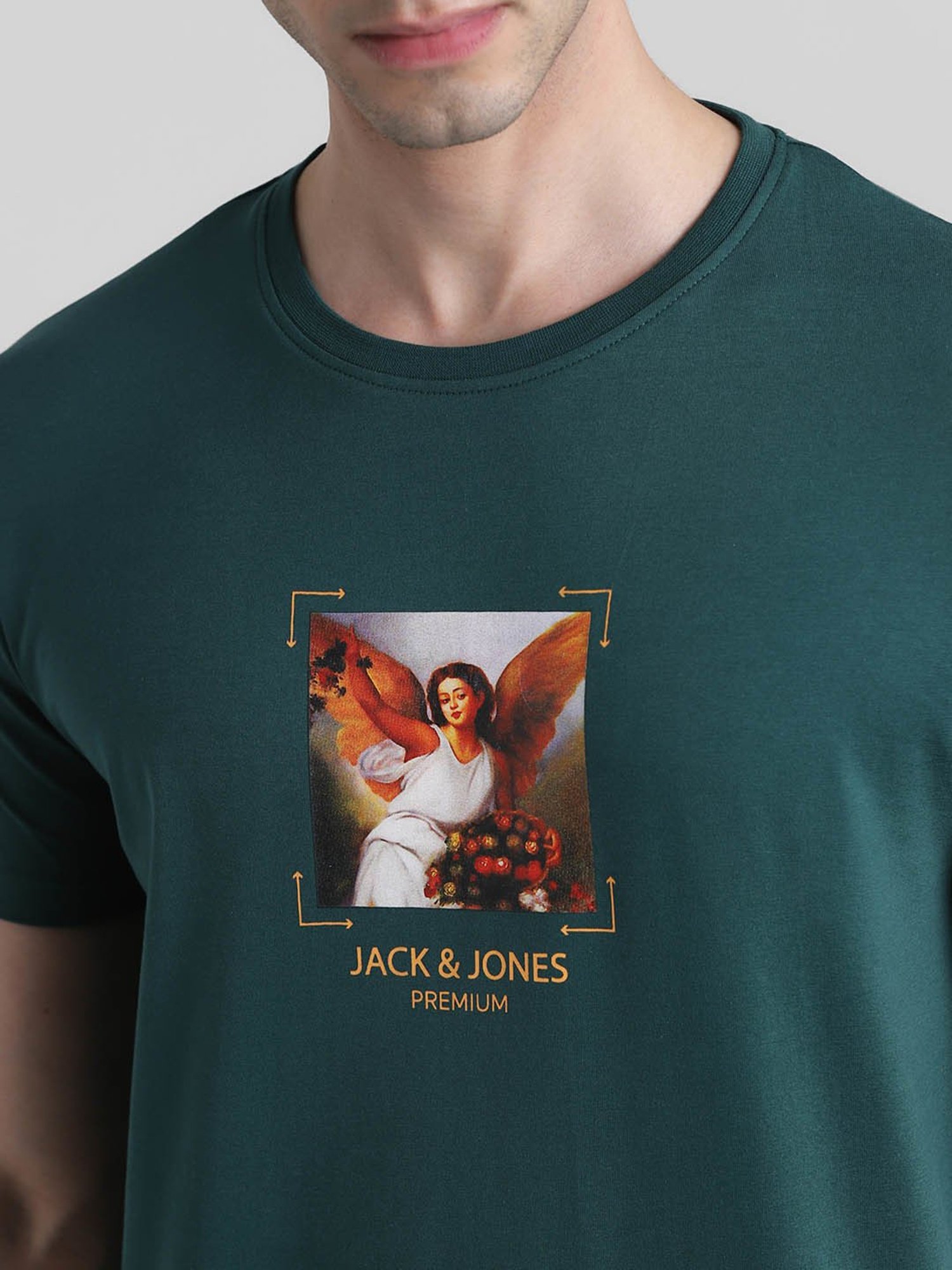 Jack & Jones Green Slim Fit Printed T-Shirt