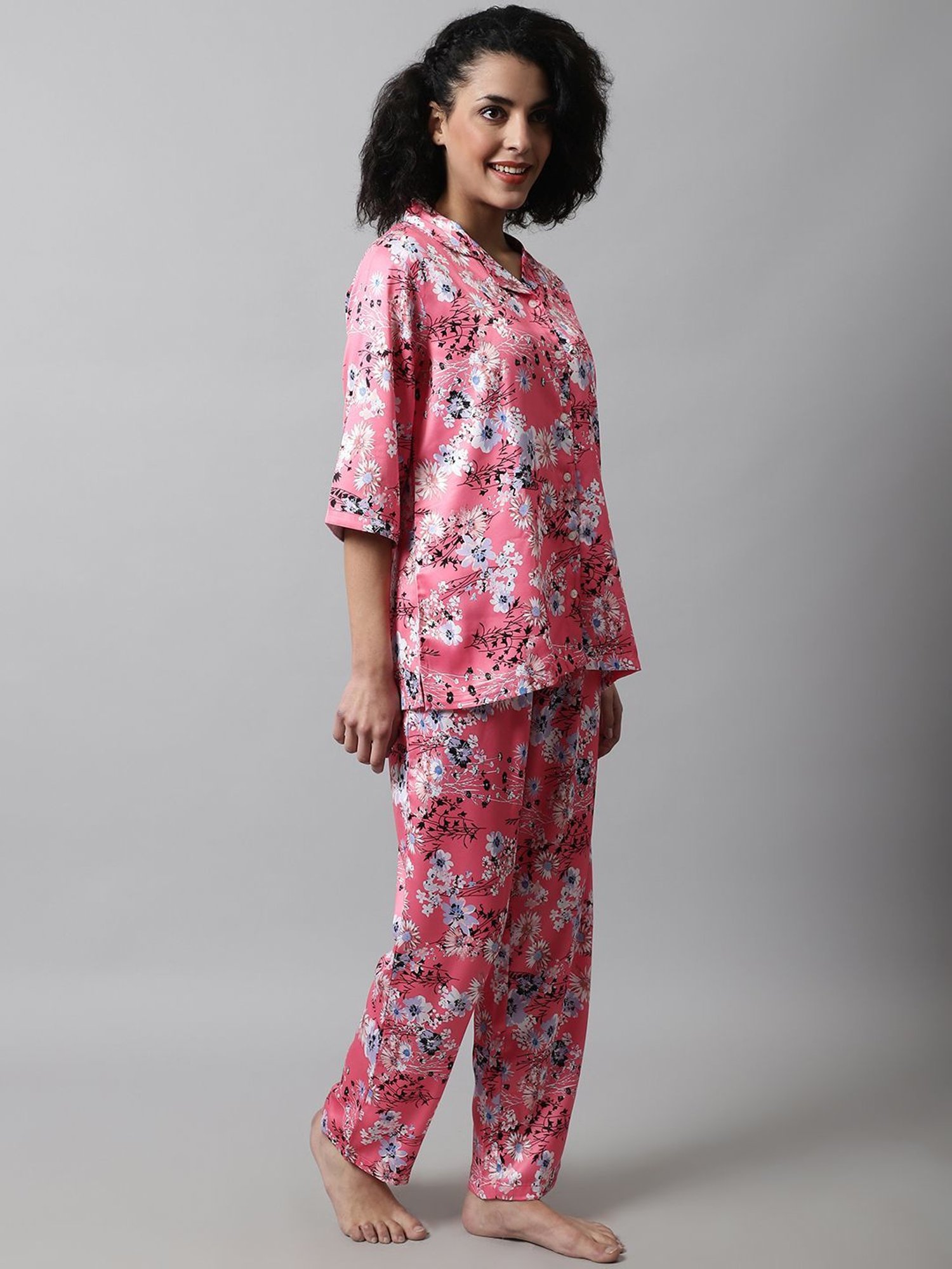 Kanvin Pink Printed Top Pyjamas Set