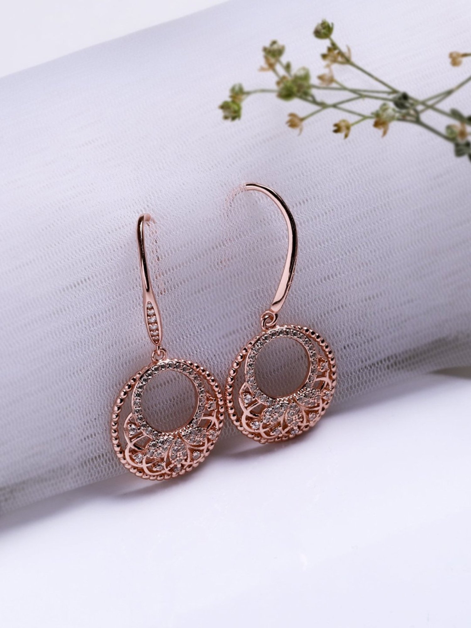 GIVA 925 Silver Rose Gold Crescent Affair Earring for Women & Girls
